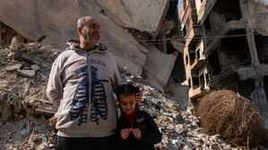 1월 27일 시리아 다마스쿠스에 있는 야르무크 팔레스타인 난민 캠프 모습.