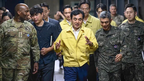 지난달 20일 한미연합훈련 지휘를 위해 전시지휘소를 방문한 안규백 국방장관