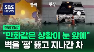 [현장영상] "이런 만화 같은 상황이"&hellip;주차장 벽을 '펑' 뚫고 지나간 차