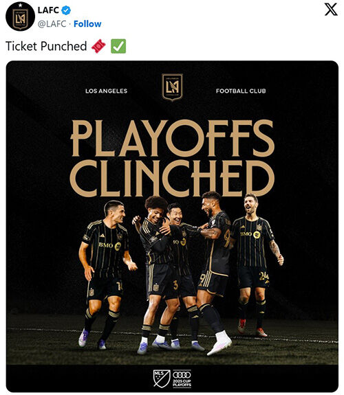 MLS 플레이오프 진출을 확정한 LAFC (사진=LAFC 인스타그램 캡처, 연합뉴스)