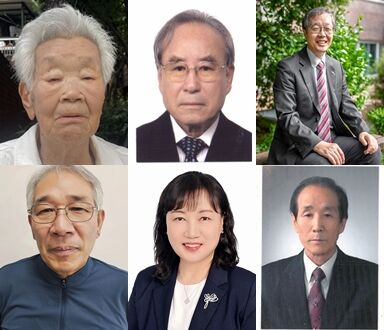 청려장 대표로 받은 박순례(왼쪽부터 시계 방향으로)·김준배 씨, 국민훈장 받은 구자훈·천두식 씨, 국민포장 받은 이은주·김순기 씨