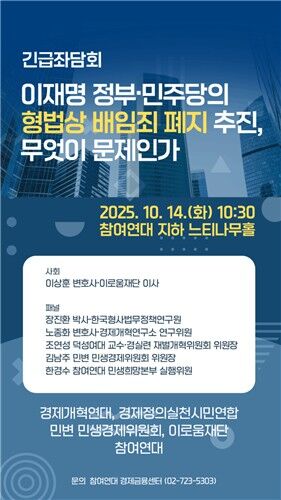 '이재명 정부·민주당의 현법상 배임죄 폐지 추진, 무엇이 문제인가' 좌담회 (사진=참여연대 제공, 연합뉴스)