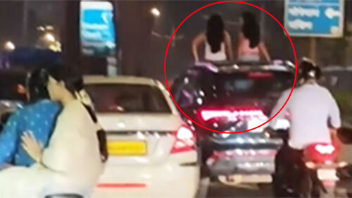 선루프 위 우뚝…사람 앉은 채로 "슝" 황당 장면