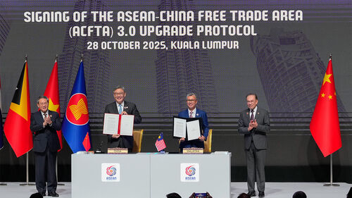 중국·아세안, FTA '버전 3.0' 확대 개정안 체결
