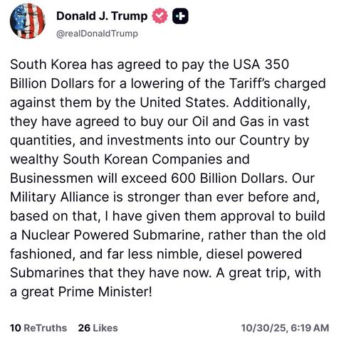 정상회담 설명하며 대통령 대신 '총리'로 잘못 표기한 도널드 트럼프 대통령 SNS (사진=도널드 트럼프 대통령 트루스소셜 캡쳐, 연합뉴스)