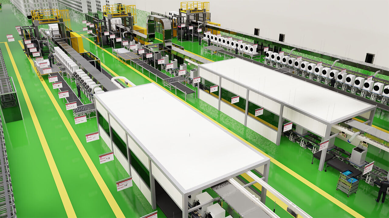 LG전자가 엔비디아 AI 플랫폼을 활용해 구축한 디지털트윈 기술 시연 모습.