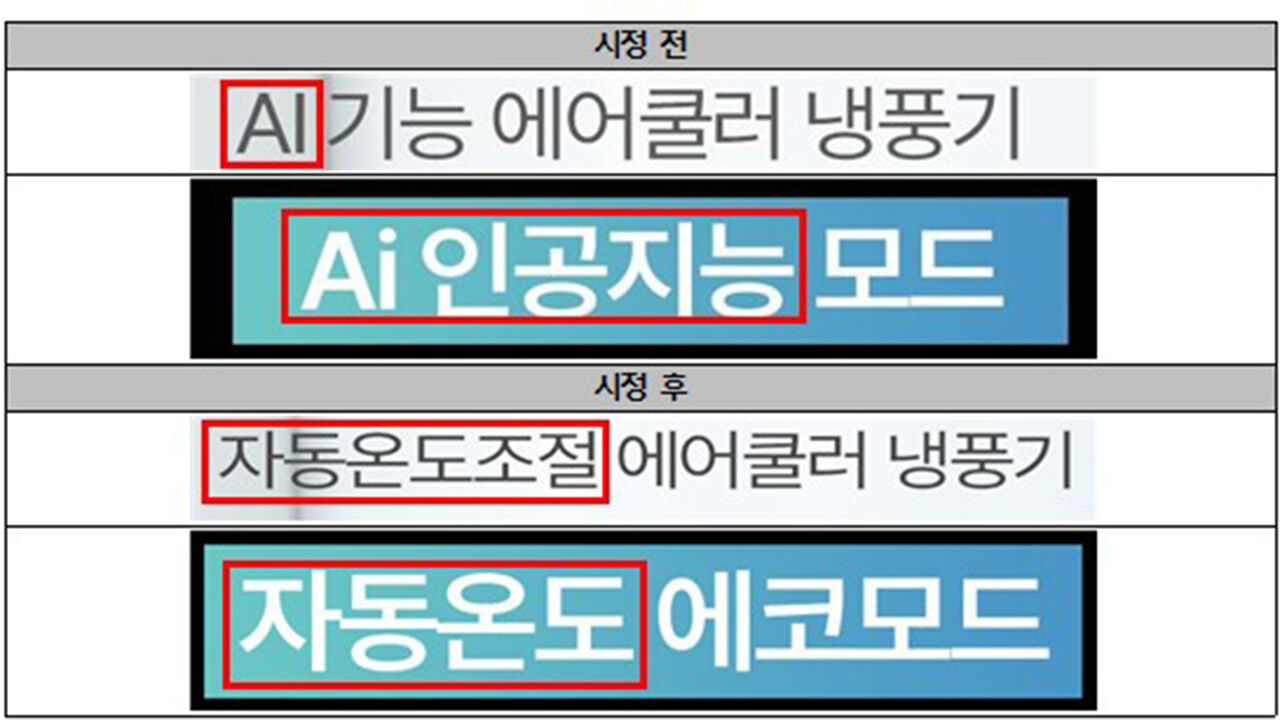AI워싱 의심 사례 시정 (사진=한국소비자원 제공, 연합뉴스)