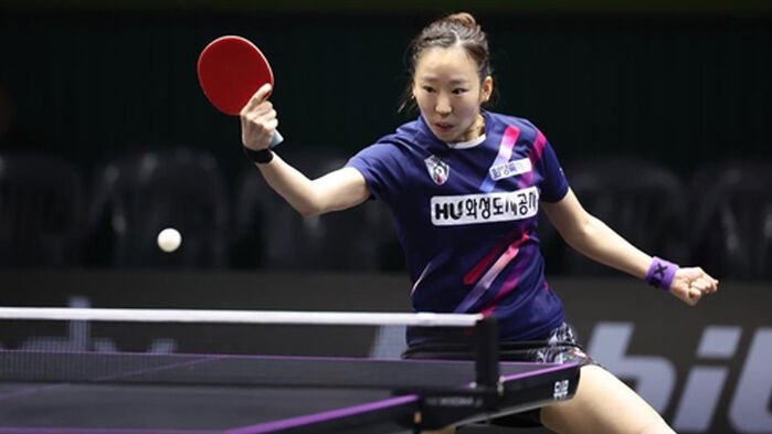 백핸드 공격하는 화성도시공사의 양하은 (사진=한국프로탁구연맹 제공, 연합뉴스)