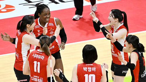 여자배구 페퍼, 현대건설 꺾고 선두 추격