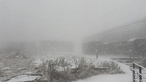 '해발 1천383m' 소백산 연화봉에 첫눈