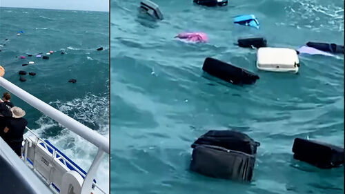 수십 개가 바다에 '둥둥'…"내 가방 아냐?" 두 눈 의심