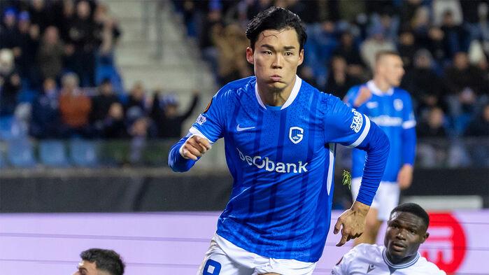 득점을 터트리고 내달리는 오현규 (사진=AP, 연합뉴스)