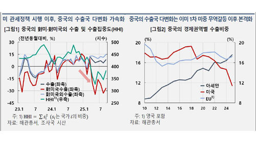 미국 관세정책 시행 이후 중국 수출국 다변화 추이 (사진=한국은행 제공, 연합뉴스)