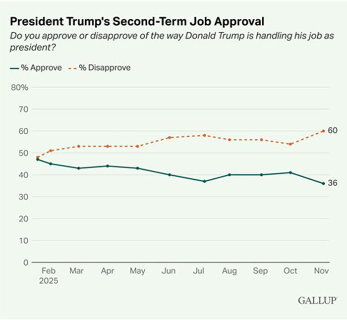 트럼프 대통령 지지율 추이 (사진=갤럽 홈페이지, 연합뉴스)