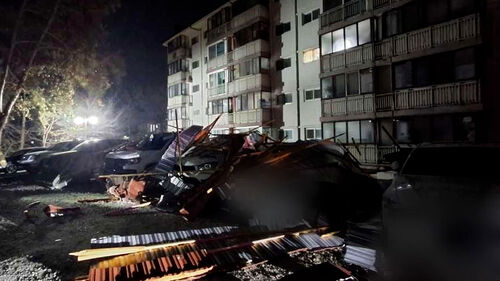 쾅 차량 그대로 덮쳤다…"벼락친 줄" 피해 속출