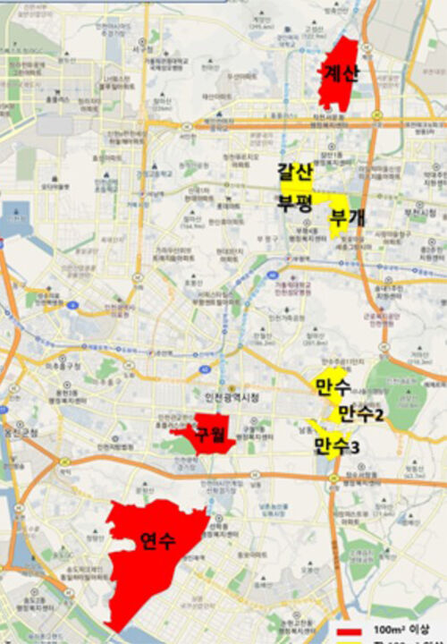인천 노후계획도시 개발사업지구 위치도 (사진=인천시 제공, 연합뉴스)
