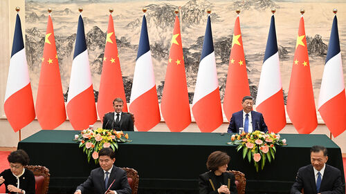 시진핑, 마크롱과 회담…"가자지구 재건 위해 1억 달러 지원"