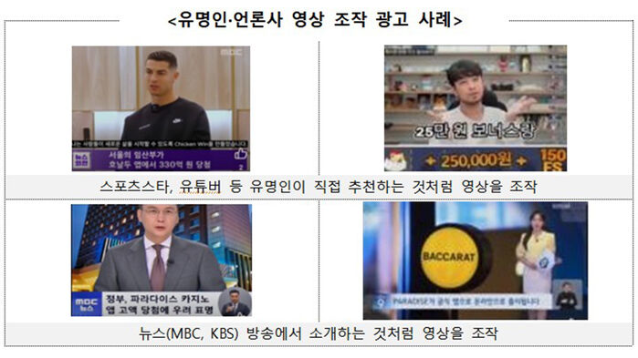 유명인·언론사 영상 조작 광고 사례 (사진=소비자원 제공, 연합뉴스)