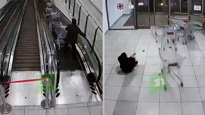 여성 등 뒤로 쇼핑 카트 '와르르'&hellip;결국