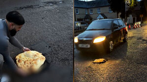 지날 때마다 '덜컹'&hellip;"딱 맞네" 움푹 파인 곳에 빵?