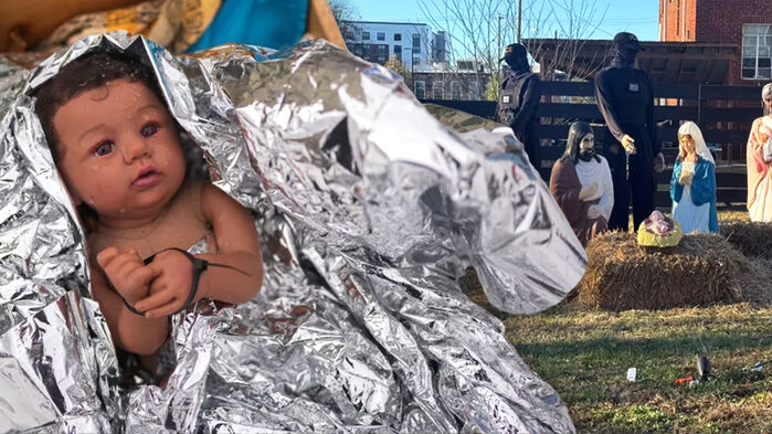 '케이블 타이' 묶인 '아기 예수'…'크리스마스 전쟁' 터졌다