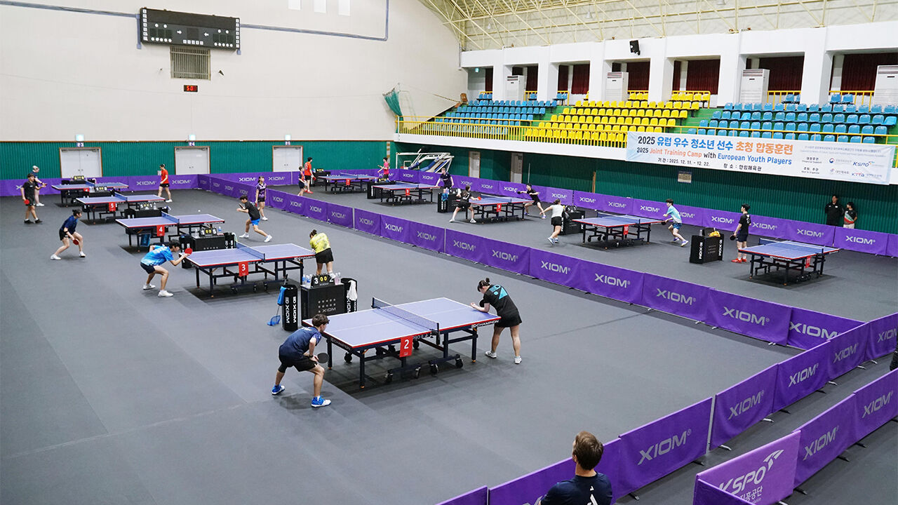 합동훈련 중인 한국-유럽 탁구 유망주들 (사진=대한탁구협회 제공, 연합뉴스)