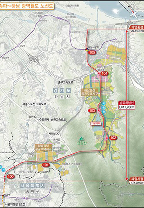 송파하남선 위치도 (사진=경기도 제공, 연합뉴스)