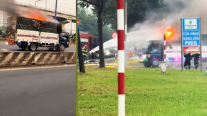 "소화기로 안 꺼져"&hellip;불붙은 트럭 몰고 소방서로