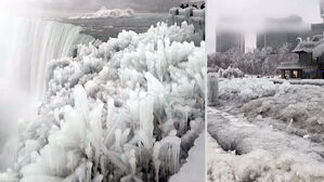 강추위 속 나이아가라 폭포 얼었다&hellip;"이례적" 뜻밖 장관