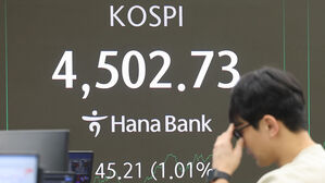코스피, 장중 상승 전환해 사상 첫 4,500선 돌파