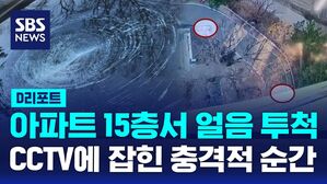 아파트 15층서 얼음 투척&hellip;CCTV에 잡힌 충격적 순간 [D리포트]