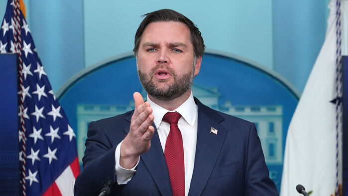 J.D. 밴스 미국 부통령이 8일(현지시간) 백악관에서 열린 브리핑에서 발언하고 있다. (사진=AP, 연합뉴스)