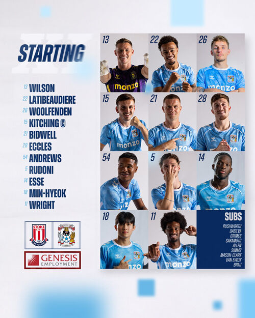 스토크와 FA컵 3라운드에서 코번트리의 선발 출전 선수 명단에 든 양민혁(18번) (사진=코번트리 시티 구단 SNS, 연합뉴스)