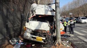 인천 만수동 도로서 화물차가 신호등 충돌&hellip;1명 중상