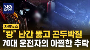[자막뉴스] "쾅" 난간 뚫고 곤두박질...70대 운전자의 아찔한 추락