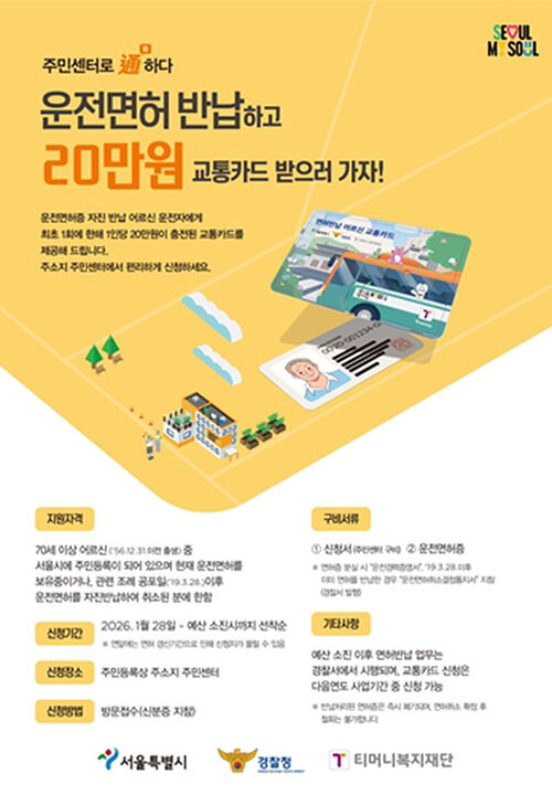 어르신 면허 반납 교통카드 지원사업 (사진=서울시 제공, 연합뉴스)