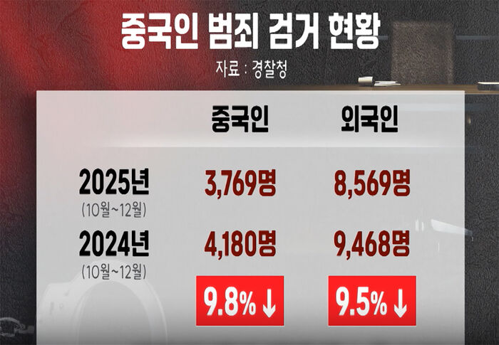 중국인 범죄 검거 현황