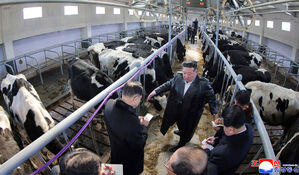 가죽자켓 입고 젖소&middot;염소 살핀 김정은&hellip;'빠다'&middot;라끌레르 치즈에 '만족'