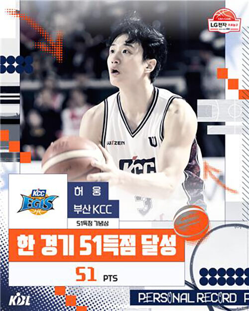 한 경기 51득점 달성한 허웅 (사진=KBL 제공, 연합뉴스)