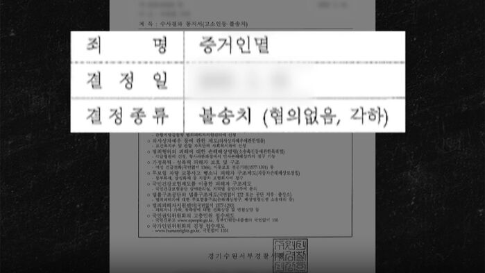 2018년 9월 경기 수원의 한 행정복지센터에서 미화원 덮친 대형 신발장. 당시 시공무원에게 내려진 경찰의 혐의 없음 처분