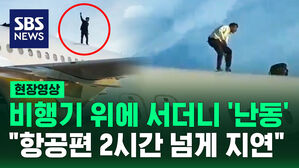 "미친X인가"&hellip;비행기 위로 올라간 남성, 10분간 전력질주
