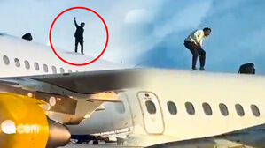 "미친X인가"&hellip;비행기 위로 올라간 남성, 전력질주하더니 