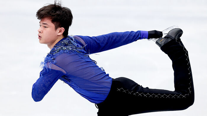 10일(현지시간) 이탈리아 밀라노 아이스스케이팅 아레나에서 열린 2026 밀라노ㆍ코르티나담페초 동계올림픽 남자 싱글 쇼트 프로그램에 출전한 김현겸이 연기를 펼치고 있다. (사진=연합뉴스)