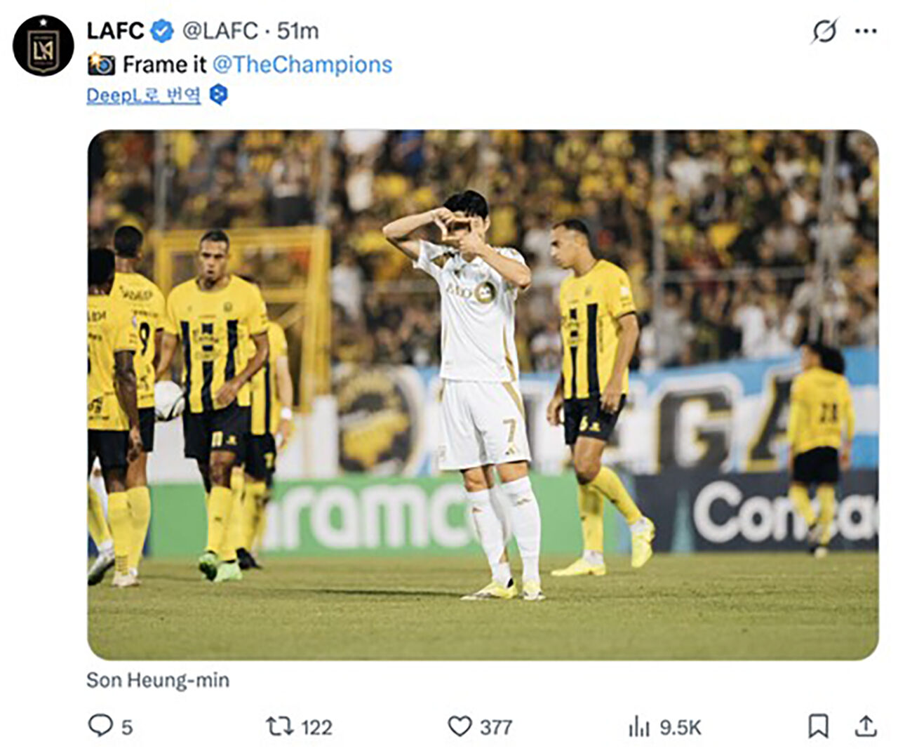 찰칵 세리머니 하는 손흥민 (사진=LAFC SNS 캡처, 연합뉴스)