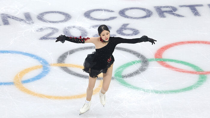 이해인이 2026 밀라노-코르티나담페초 동계올림픽 여자 싱글 프리 스케이팅에 출전, 연기를 펼치고 있다. (사진=연합뉴스)