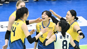 '카리 블로킹 8개' 현대건설, 승점 3점 차 선두 추격