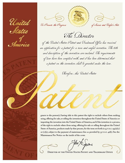 대통령경호처가 획득한 미국 특허청 특허증 (사진=대통령경호처 제공, 연합뉴스)