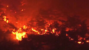 경남 밀양 산불에 '소방 동원령'&hellip; 야간 진화 중