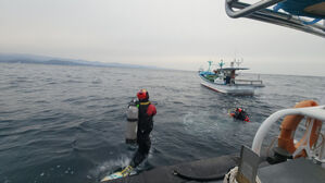 프로펠러에 그물 감겨 바다 한가운데 멈춰 선 어선서 선장 구조