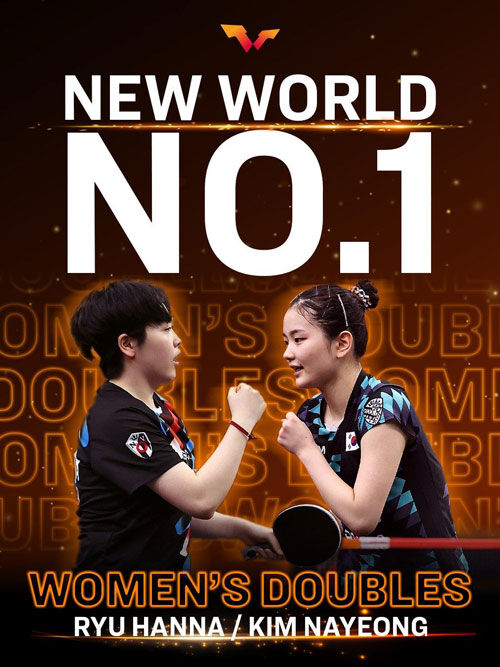 여자복식 세계랭킹 1위에 오른 김나영(오른쪽)과 유한나 (사진=WTT 인스타그램 캡처, 연합뉴스)